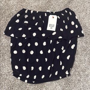 Billabong Black and White Polka Dot Women's Top